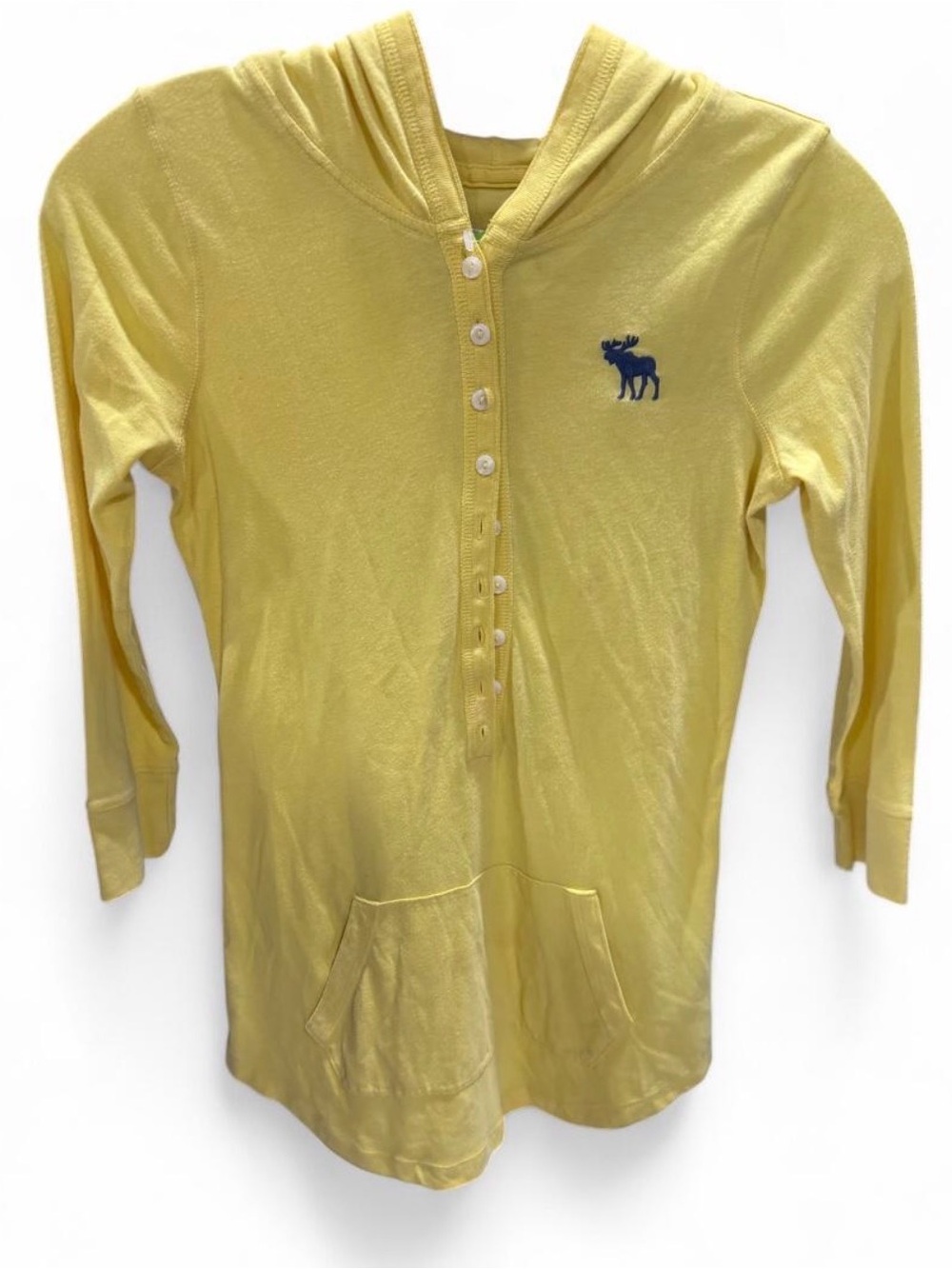 Abercrombie  Yellow Hooded Henley Top y2k vintage